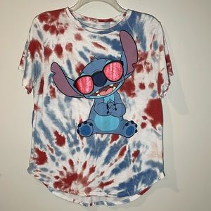 Disney Tie-Dye Stitch Tee - Red, Blue, White